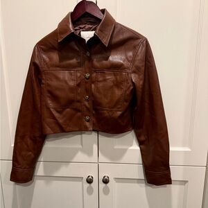 Aritzia Wilfred Brown Leather Jacket